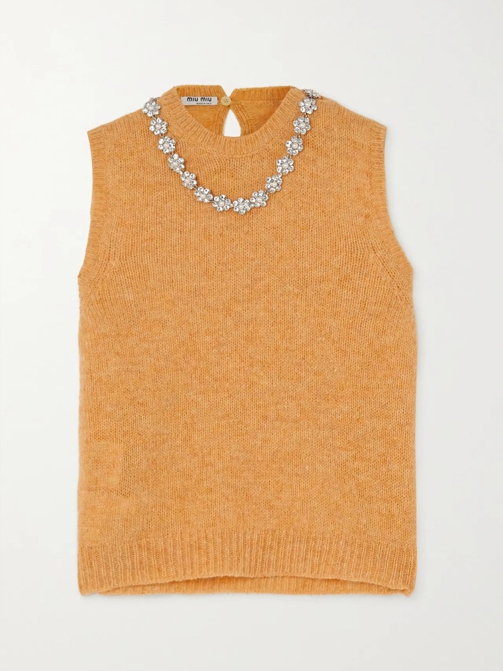 Miu Miu  Sleeveless Knit Sweater with Embellished Neck